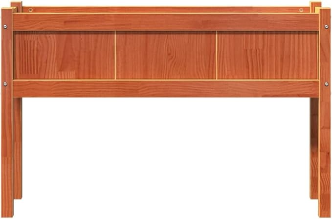 Garden Planter Wax Brown Solid Pine Wood 43.3 Outdoor Rectangular Raised Bed for Flowers Herbs Patio Balcony
