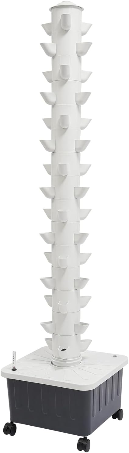 Hydroponics Growing System Kit 45 Pods 15 Layers Vertical Hydroponic Tower Indoor Gardening System with Water Pump and Wheels for Herbs Firuts Vegetables Strawberries Tomatoes Lettuce