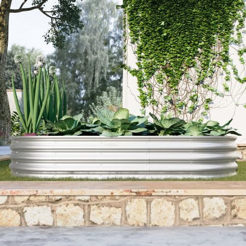 Galvanized Steel Raised Garden Bed 4x2x1ft (48x24x12) - Compact Planter Box Kit for Balcony Vegetables &amp Flowers | Small Space Design | Rust-Proof &amp 10-Min Assembly