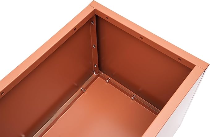 31.5 L x16 W x16 H Metal Flower Boxes Planter Boxes Outdoor Raised Garden Bed Indoor Outdoor Planting Bed Rose Gold Rectangle Planter Box for Patios Lawn Yard Decor Storage