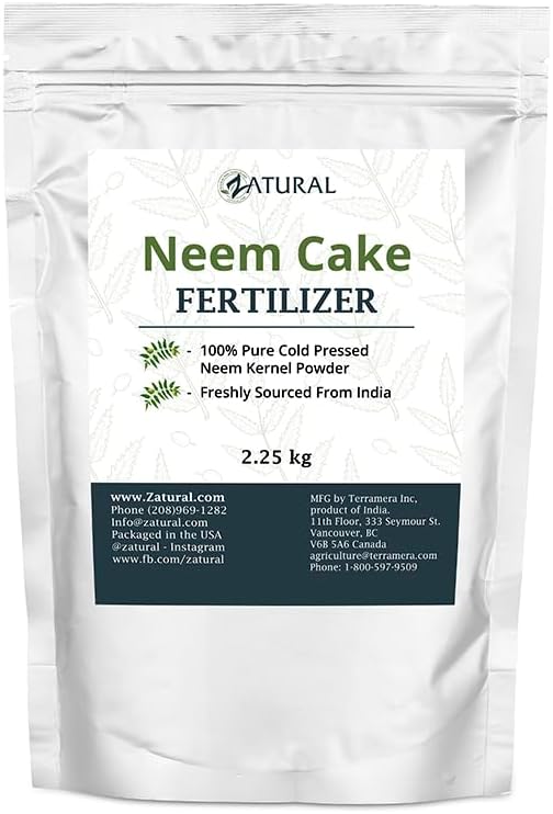 Zatural Natural Neem Cake Powder | Premium Organic Soil Conditioner &amp Plant Fertilizer | Azadirachta Indica Seed Meal (5 Pounds)