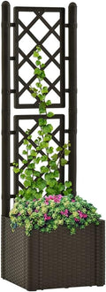 SKM Garden Raised Bed with Trellis and Self Watering System Mocha-3964