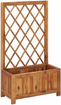 Garden Raised Bed with Trellis Solid Acacia Wood Elevated Planter Box with Trellis Outdoor Plant Stand Planter Flower Box for Vegetable Garden Patio