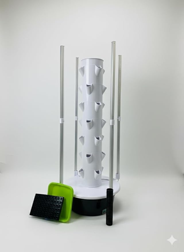 7-Tier Vertical Hydroponic Tower Garden 28-Plant Indoor Growing System with Full Spectrum LED Lights &amp Quiet Water Pump Smart Timer for Herbs &amp Vegetables
