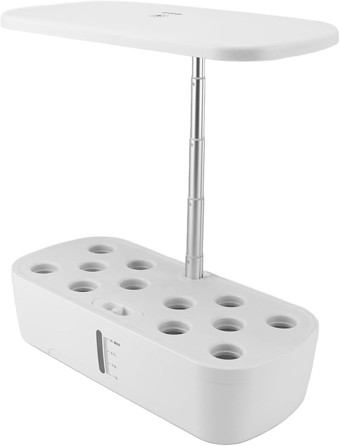 Hydroponics Growing System 12 Pods with LED Grow Light for Indoor Garden Planter Soilless Kit for Veggie Lettuce (White)