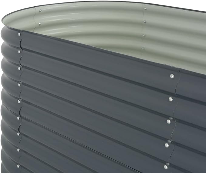 Garden Raised Bed 125.9x31.4x31.8 Galvanized Steel Gray nWeight-67 lbs