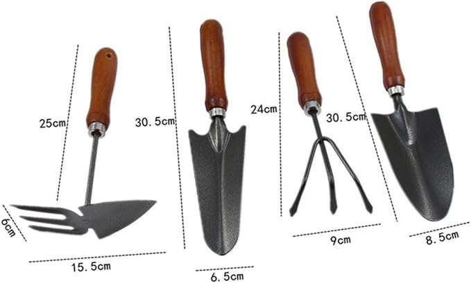 Happyyami 4pcs Mini Garden Tool Set with Thickened Iron Spades and Handles Planting Shovels for Seedling Transplanting Weeding and Cultivating Flowers and Vegetables