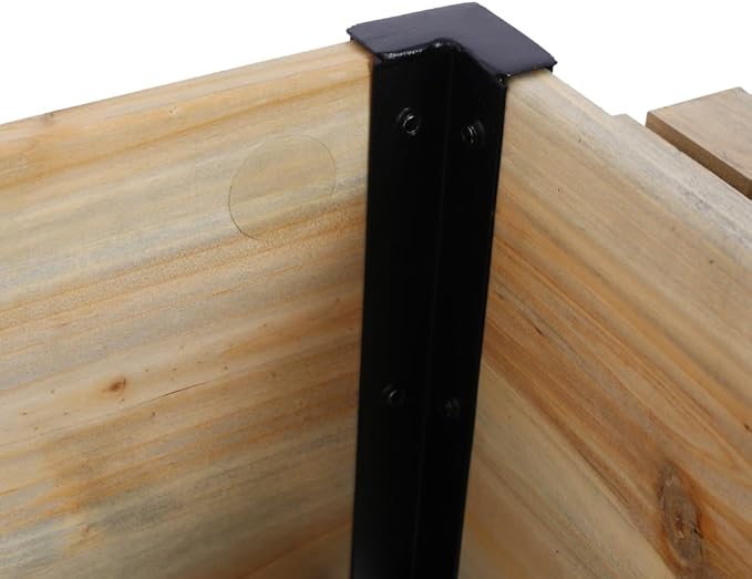 LICOME Wood Raised Planter BoxPlanters for Outdoor PlantsElevated Herbs Vegetables Flowers Great Patio Deck Balcony (Black+Natural + Wood)