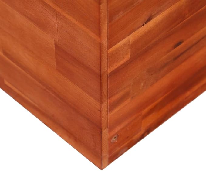 Natural Acacia Wood Raised Bed Planter 39.4 x 19.7 x 19.7 Inches Outdoor Garden Container for Plants Flowers Herbs Veggies Rustic Brown Oiled Finish Durable Construction