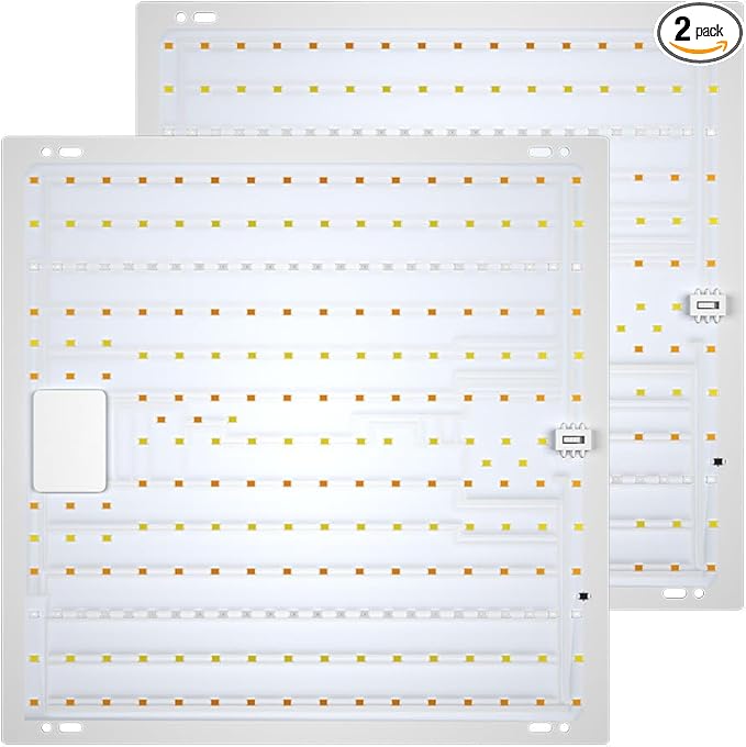 2PCS 500W Full Spectrum Dimmable Grow Light with Low-Heat Diodes for Seedling Trays/Mini Hydroponic Veg Spinach Sunlight-Mimicking Fill Lighting Lightweight Design with Hooks for Windowsill/Shelf Use
