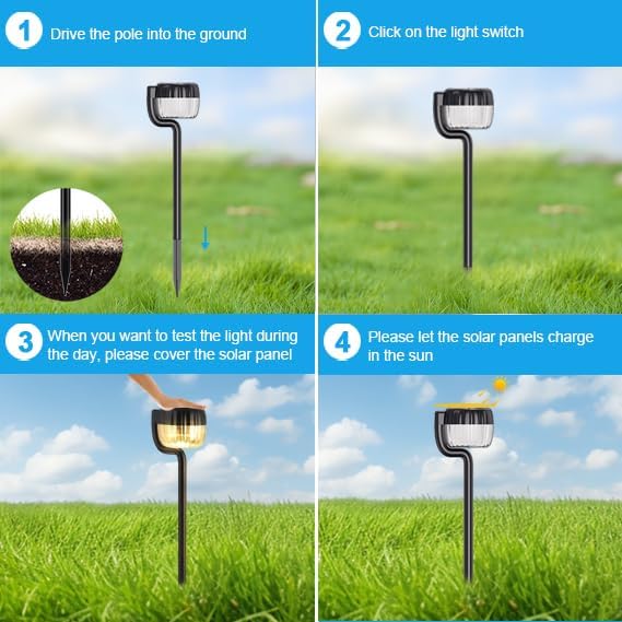 Outdoor Solar Pathway Lights IP64 Waterproof Solar Powered Landscape Spot Light 2 Pack Solar Decoration Garden Lights for YardPorchWalkwayDriveway