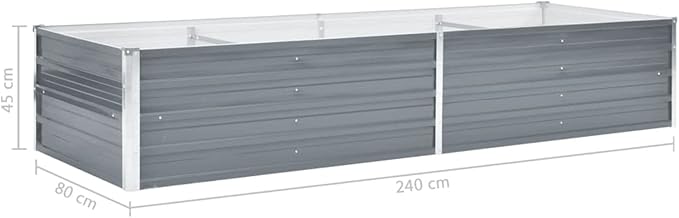 Raised er BedRaised Planters for GardenOutdoor er Box Garden Raised Bed Galvanized Steel 94.5x31.5x17.7 Gray