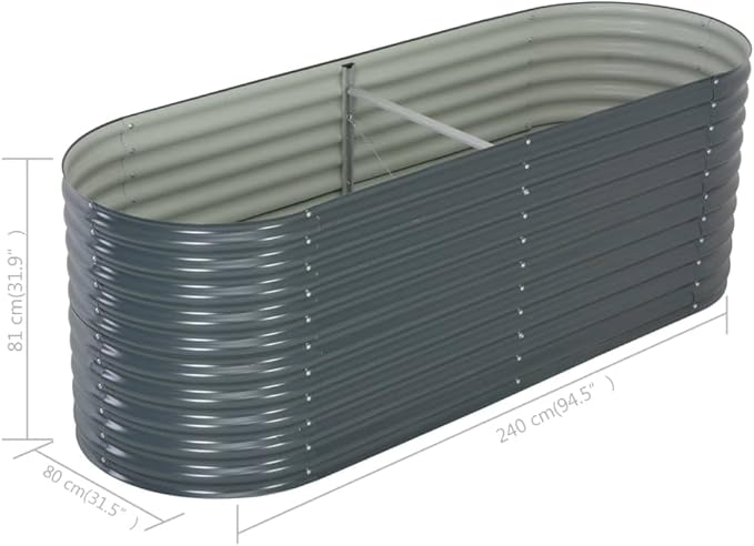 Garden Raised Bed 94.4x31.4x31.8 Galvanized Steel Gray