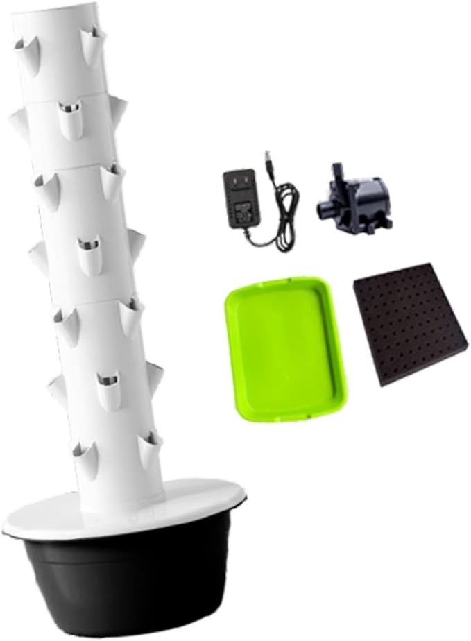 Hydroponics Growing System Kit Hydroponic Tower Germinating Container Vertical Planter Plant Germination Kit for Peppers Black M