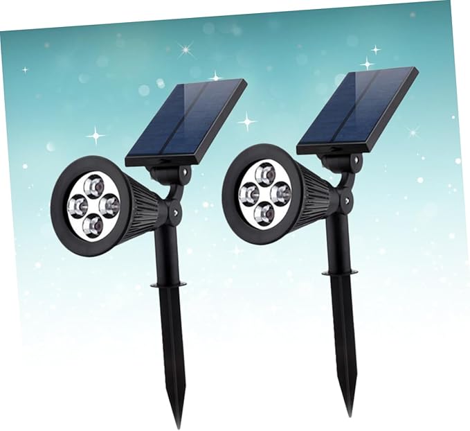 2Pcs Solar Spotlights RGB Landscape Lighting with LEDs Solar Powered Outdoor Lamp for Pathways Gardens and Patios Easy Installation No Wiring Required