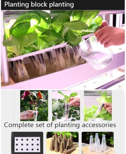 Hydroponic Tower Growing Kit with LED Grow Light Indoor Self-Watering Aeroponics System with Hydrating Pump 64 Holes for Efficient Plant Growth