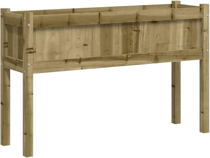 Garden Planter Set of 2 Brown Vacuum Pressure Treated Pinewood 43.3x43.3x27.6 in Rectangular Outdoor Raised Garden Bed Planters for Flowers Vegetables Herbs Balcony Patio