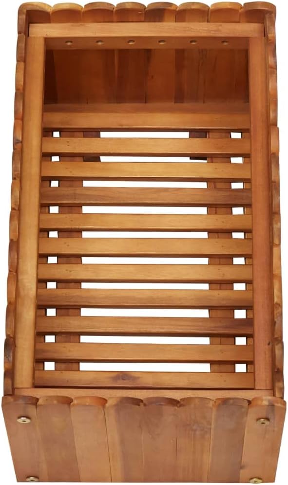 Raised Garden Bed Natural Wood Color Solid Acacia Wood Compact Great for Patio Durable and Weather-Resistant Galvanized Steel mesh Raised Bed 19.7x11.8x9.8 in
