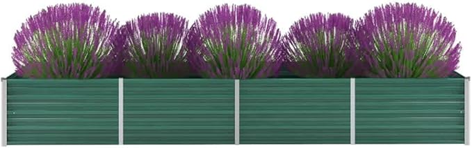 Outdoor Garden Raised Bed Galvanized Steel Metal Outdoor Garden Raised Planter Box for Flowers Vegetables Fruits Herbs Green 126x31.5x17.7 -AA