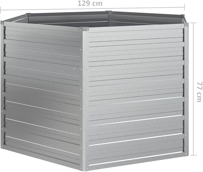 Garden Raised Bed 50.8x30.3 Galvanized Steel Silver Lawn Planters