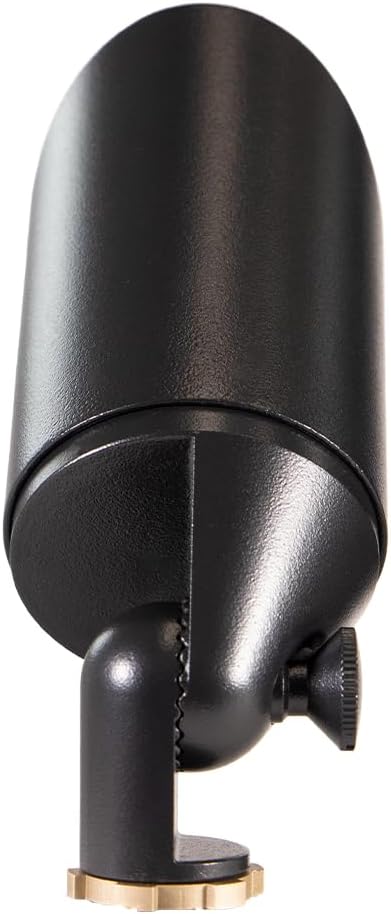 VOLT Top Dog Scotty 12V Cast Brass Outdoor Spotlight (Black) with 5W 2700K Warm White 400 Lumen MR16 LED Bulb for Low Voltage Landscape Lighting of Yard Lawn Garden Patio Trees &amp House