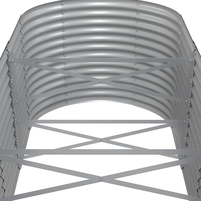 SKM Patio Raised Bed Powder-Coated Steel 201.6x31.5x26.8 Gray (31.86 KG/70.092 LBS)