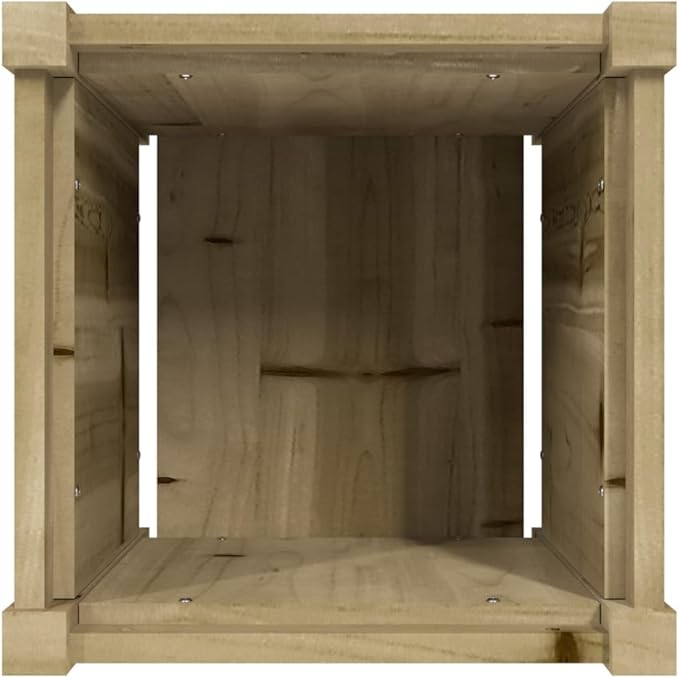 Garden Planter Set of 2 Natural Pine Solid Wood Square Outdoor Planters 15.7x15.7x15.7 in Rustic Raised Garden Bed for Patio Balcony Flowers