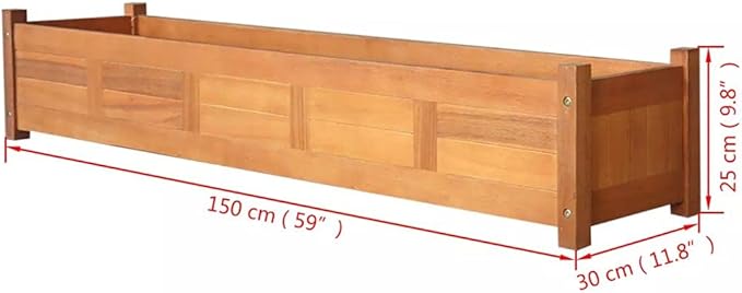 Garden Raised Bed Acacia Wood 59x11.8x9.8Elevated Wood Planter for Growing Fresh Herbs Vegetables Flowers Succulents &amp Other Plants at HomeGreat for Outdoor Patio Deck Balcony
