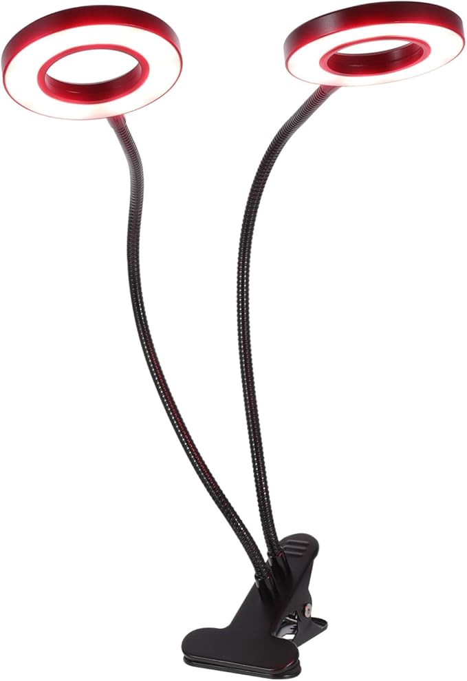 TOYANDONA Dual-Headed LED Plant Growth Lamp Adjustable Brightness Clip-On Design for Indoor Use Timer Function 5V Power Supply
