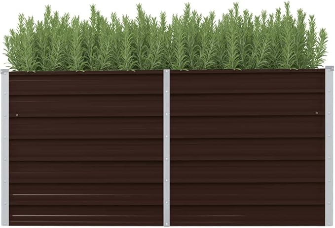 SKM Garden Raised Bed Brown 63x15.7x30.3 Galvanized Steel (10.06 KG/22.132 LBS)