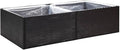 vidaXL Outdoor Garden Planter Bed - Durable Poly Rattan Rectangular Flower Box with Powder-Coated Steel Frame and Inner Nylon Bag - Black