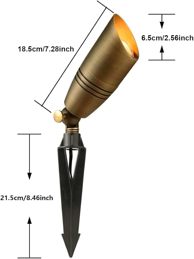 LED Brass Spotlight Uplight 12V Low Voltage Landscape Outdoor Lighting Waterproof Solid Brass Uplight Spotlight Accent Lighting Fixture Included a 12V Warm White MR16 LED Light Bulb