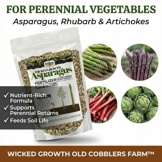 Asparagus Fertilizer - 100% Nourishes Root Growth Enhances Flavor Boosts Plant Health Slow-Release Nutrients for Optimal Garden Performance - 15 lb Bag by Old Cobblers Farm