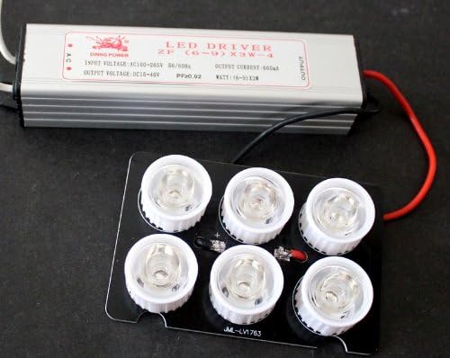 6 x 3W RED LED DIY Plant Glow Light 12V-24VDC Input 650nm-660nm w/Driver