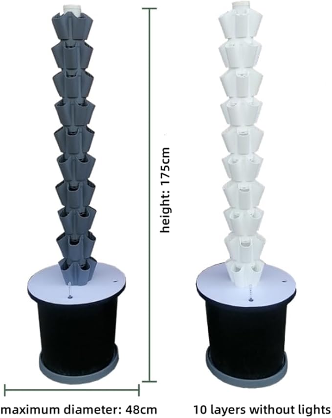 Indoor Smart Hydroponic Vertical Garden Water Circulation Plants Germination Kit with Lighting and Movable Water Tank for Home Indoor Gardening SystemWhite10 Levels