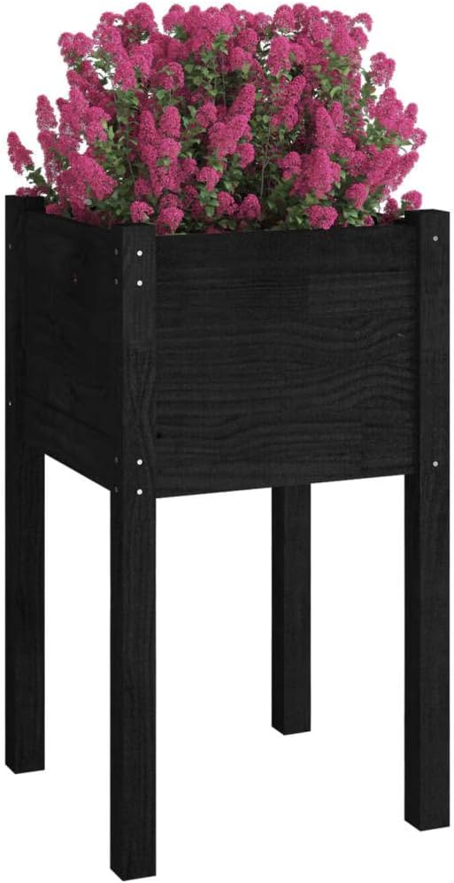 Garden PlantersFreestanding PlantersMultifunctional High BedsBalcony Planter BoxPlant Privacy FencePatio Raised Bedsfor VegetablesFlowersHerbs2 pcs Black 15.7x15.7x27.6 Solid Wood Pine