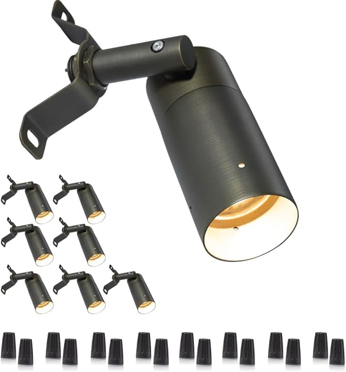 Gardenreet Outdoor 12V Brass Spot Downlights Low Voltage LED Landscape Down Lights for Tree Garden Yard Architectural Without Bulb(8 Pack)