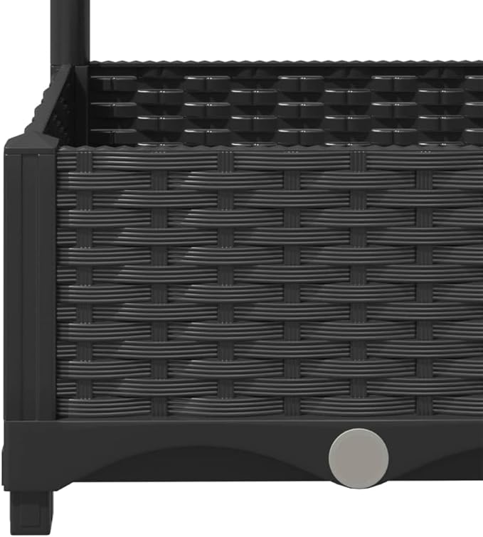 Large Garden Planter Black Polypropylene 47.2 with Trellis Raised Garden Bed for Outdoor Plants Balcony Terrace Gardening