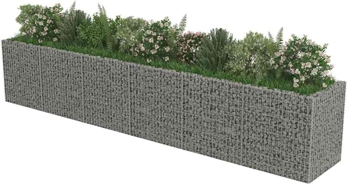 Gabion Raised Bed Silver Galvanized Steel Planter for Outdoor Plants 21.3x35.4x39.4 in Heavy Load Capacity Rectangular Garden Bed