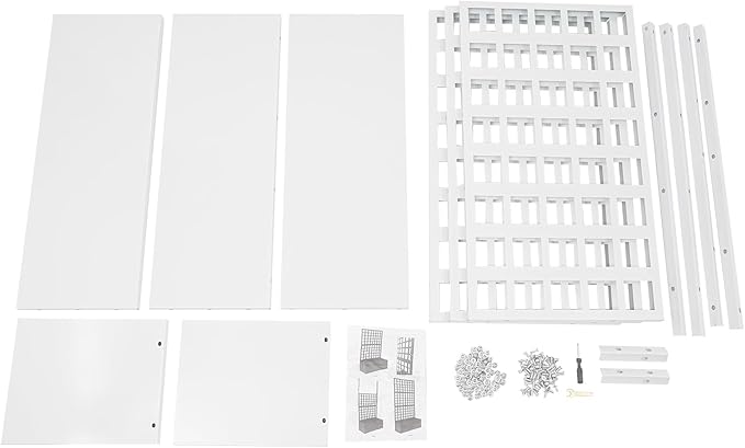 Metal Planter with Trellis Outdoor Raised Garden BedTrellis Planter Box Privacy Screen for Climbing Plants Flowers Vegetables Fruits 35x16x71in (White)