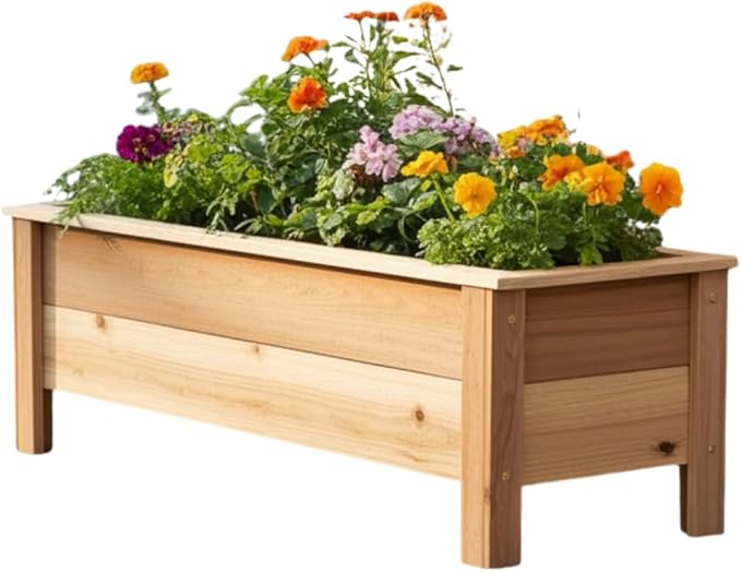 Cedar Raised Garden Bed Planter Box with Legs – Heavy Duty Outdoor Wooden Planter for Vegetables &amp Flowers No Bending Elevated Design Handmade in USA (36in x 15.5in x 16in)