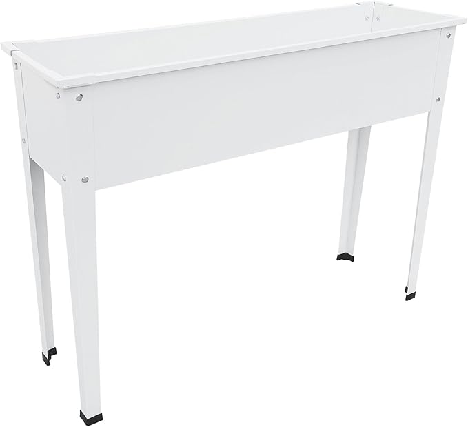 Hanover 39-In. Raised Garden Bed Planter Box with Legs for Flowers Herbs and Vegetables Powder-Coated Galvanized Steel Garden Box for Balcony Patio Porch or Deck White