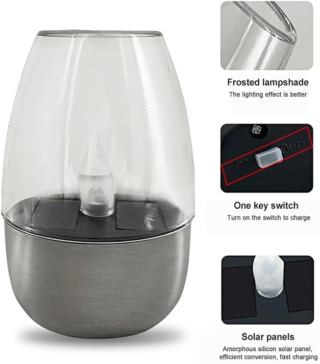 Plant Growing Lamps 5 Pack Solar Light Outdoor Garden LED Stainless Steel Candle Light Lawn Deck Night Light Solar Lighting for Balcony Garden Decor(1 Pack)