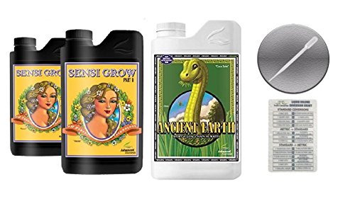 Advanced Nutrients Sensi Grow A &amp B 1 Liter &amp Ancient Earth Organic 1 Liter Bundle with Conversion Chart and 3mL Pipette