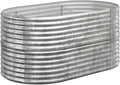 vidaXL Large Garden Raised Bed Powder-Coated Steel with Silver Finish Weather-Resistant Outdoor Planter with Large Capacity for Flowers Herbs and Plants