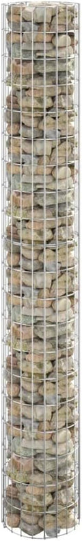 Outdoor Garden Round Gabion Basket Cage Planter Stand Patio Backyard Gabion Post Raised Bed Fencing Circular Gabion Pole Galvanized Steel Ø11.8x78.7