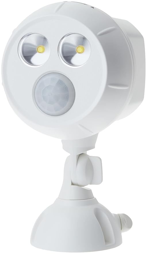 Mr. Beams MB382 400 Lumen Version Weatherproof Wireless Battery Powered Led Ultra Bright Spotlight with Motion Sensor 2-Pack White White 400 Lumens (MB382-WHT-02-13)