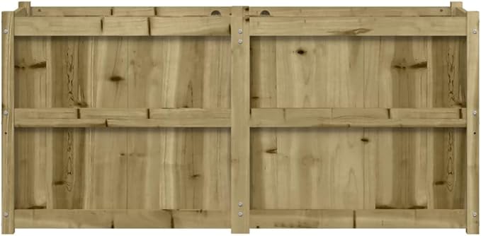 Garden Planter Treated Wood Vacuum Pressure Impregnated Pinewood 59.1x59.1x27.6 Inch Rectangular Raised Garden Bed for Outdoor Plants Weathered Finish