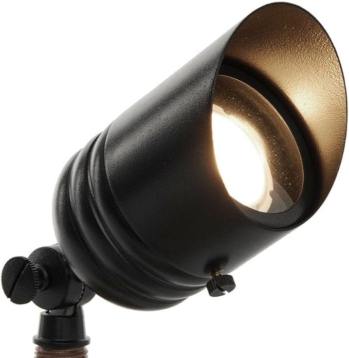 VOLT 12V Brass Fat Boy LED Outdoor Spotlight 4-Pack Expansion Kit (Black) for Low Voltage Landscape Lighting of Yard Lawn Garden Patio Trees &amp House