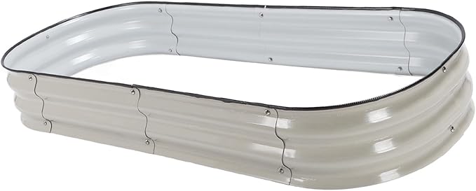 GLOGLOW Raised Garden Bed Kits Thicken DIY Garden Raised Planter Box Open Bottom Rounded Corners Easy Installation Bed for Vegetables Flower (White)